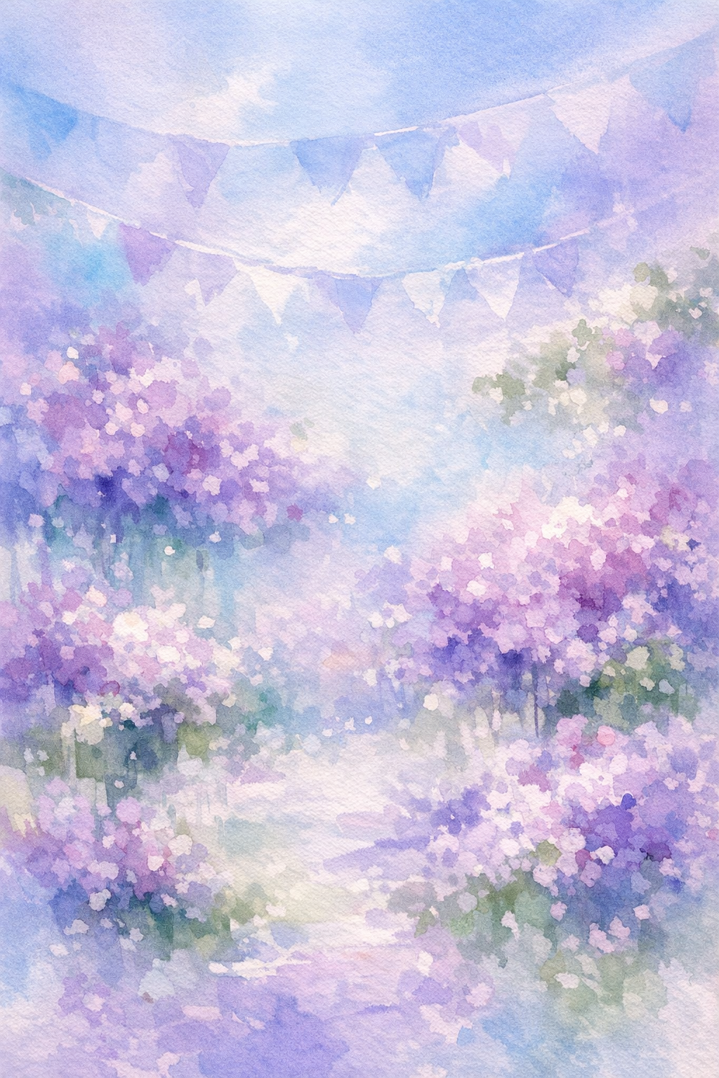 Garden Reverie — reverse coloring page watercolor background