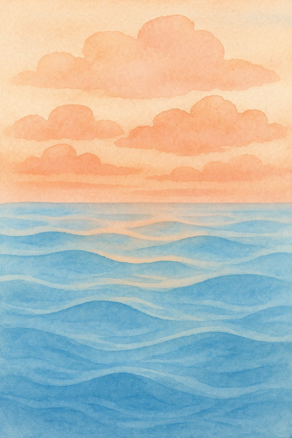 Pastel Tranquility — reverse coloring page watercolor background