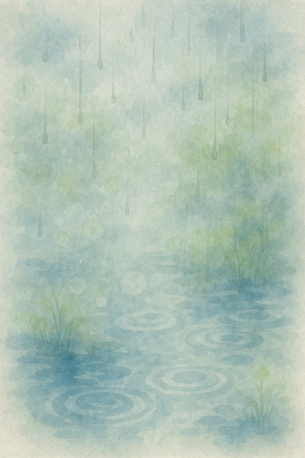 Raindrop Serenade — reverse coloring page watercolor background