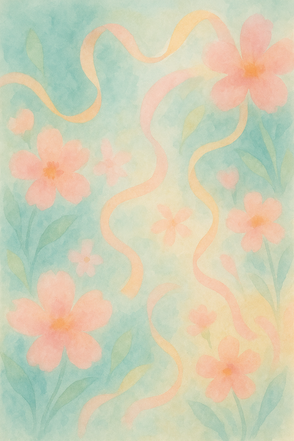 Spring Symphony — reverse coloring page watercolor background