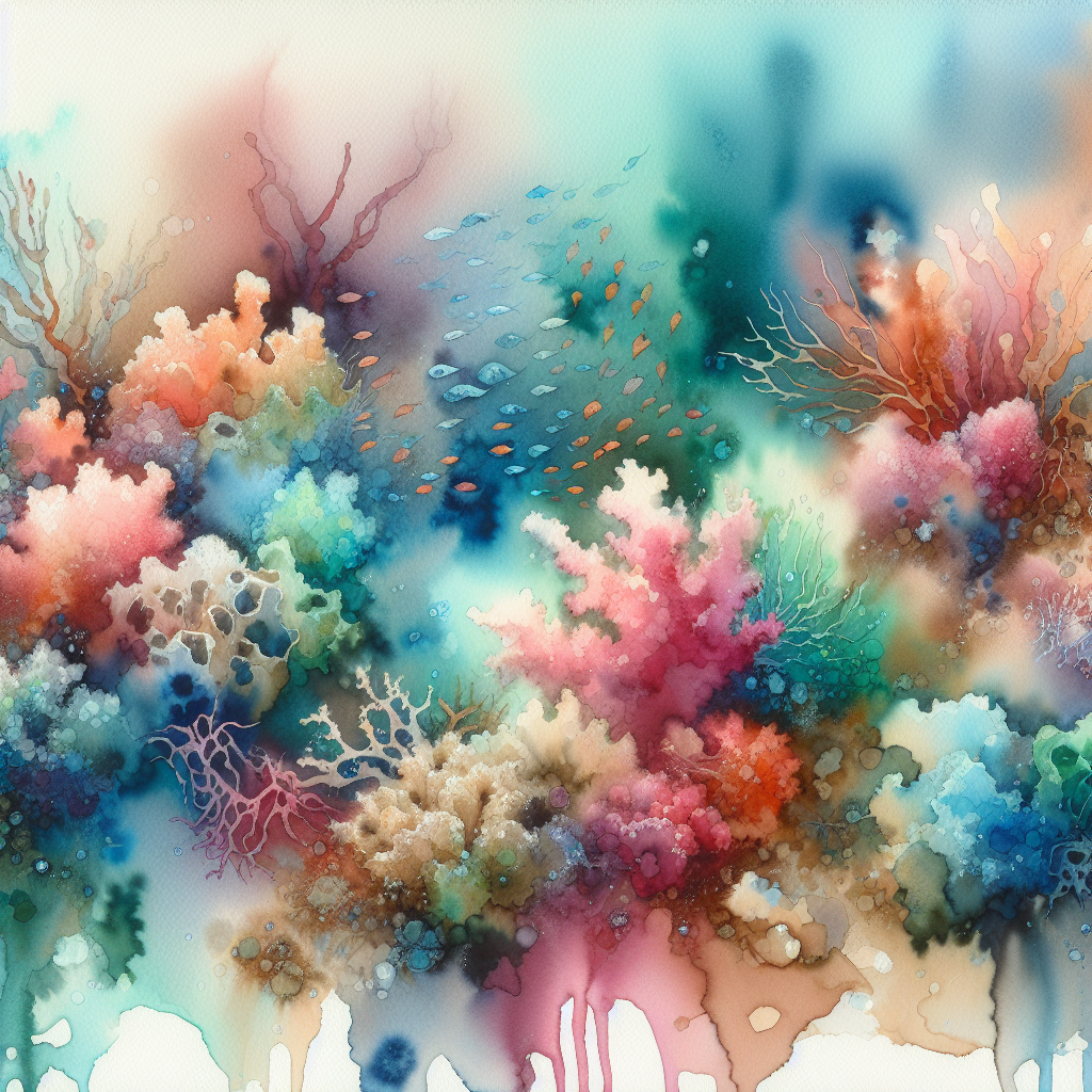 Vivid Depths — reverse coloring page watercolor background
