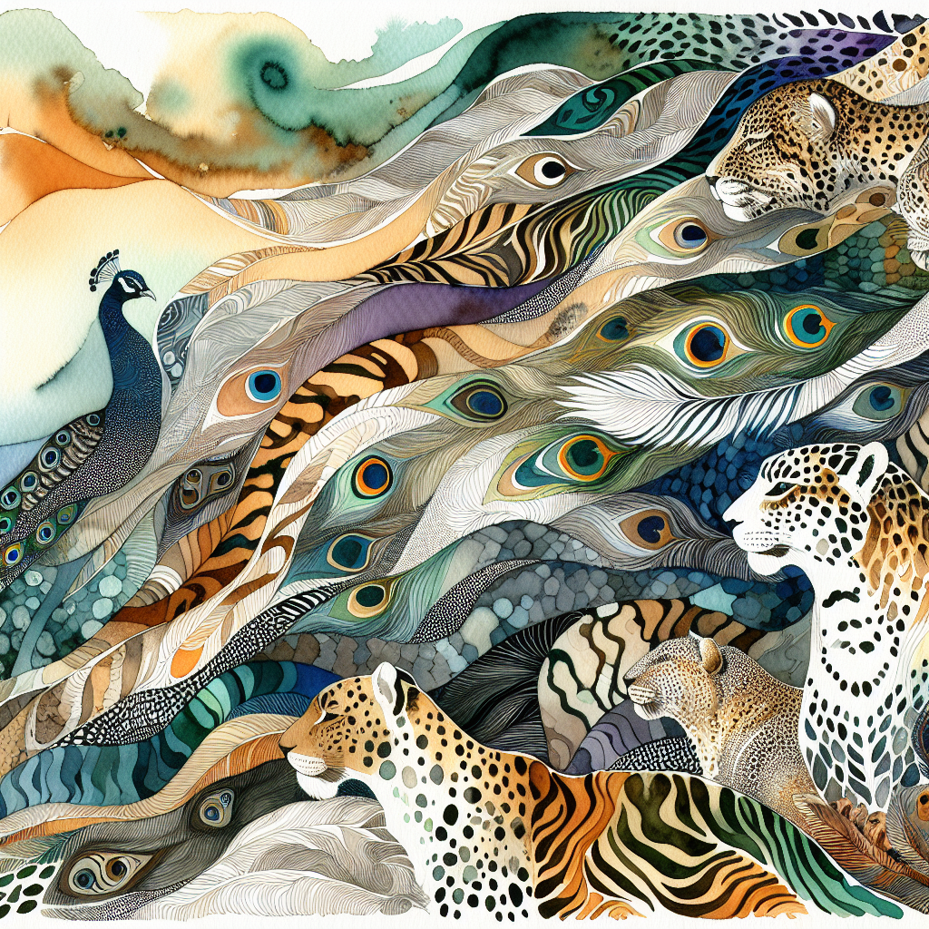 Whispering Wilds — reverse coloring page watercolor background